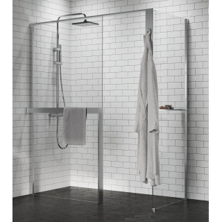 Pevná bočná stena Walk-In Novellini Kaudra HF, 154cm, s policou, profil čierna matnéný