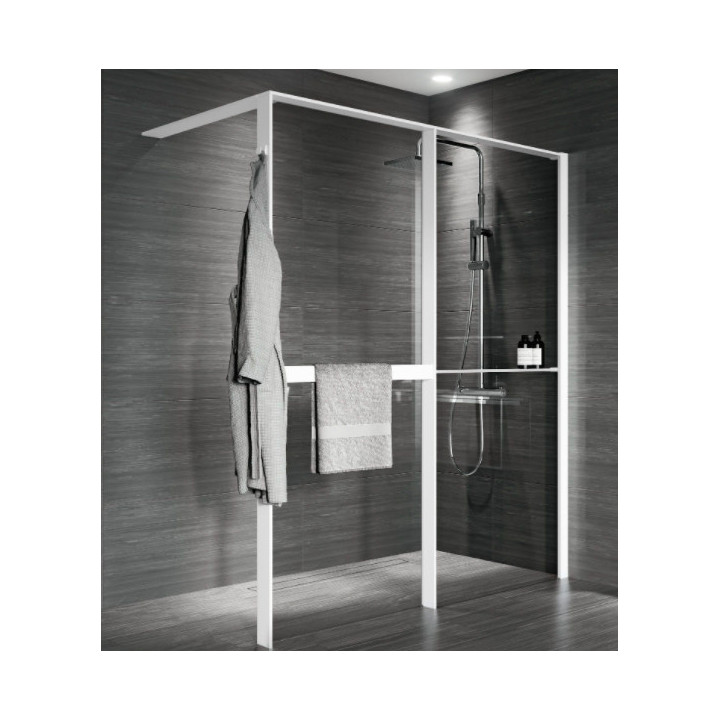 Pevná bočná stena Walk-In do niky Novellini Kaudra HN Frame, 180x200cm, pravé, biele profily matnéný