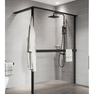 Pevná bočná stena Walk-In Novellini Kaudra HWL Frame, 220x200cm, pravé, z 2 półkami, biele profily matnéný