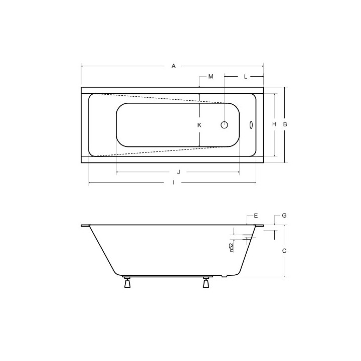 Vaňa obdĺžniková Besco Modern Slim, 140x70cm, akrylová, biela
