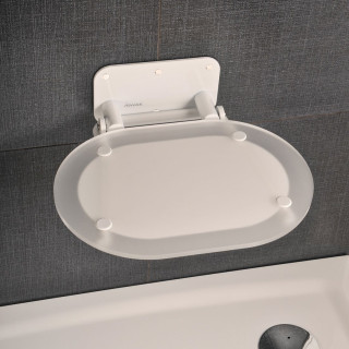 Sedačka sprchové Ravak Ovo Chrome Clear, 41x37,5cm, skladacie, bielae