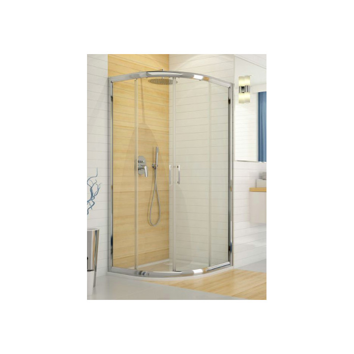 Štvrťkruhový sprchovací kút Sanplast KP4/TX5b-90-S, 90x90cm, sklo číre, saténové profily lesklý