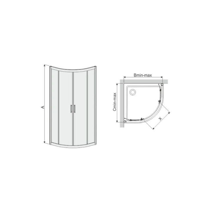 Štvrťkruhový sprchovací kút Sanplast KP4/TX5b-90-S, 90x90cm, sklo číre, saténové profily lesklý
