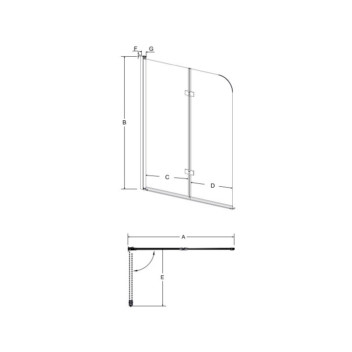 Vaňová zástena Besco Prestigio, 80x150cm, 2-skrzydłowy, sklo číre, profil chróm