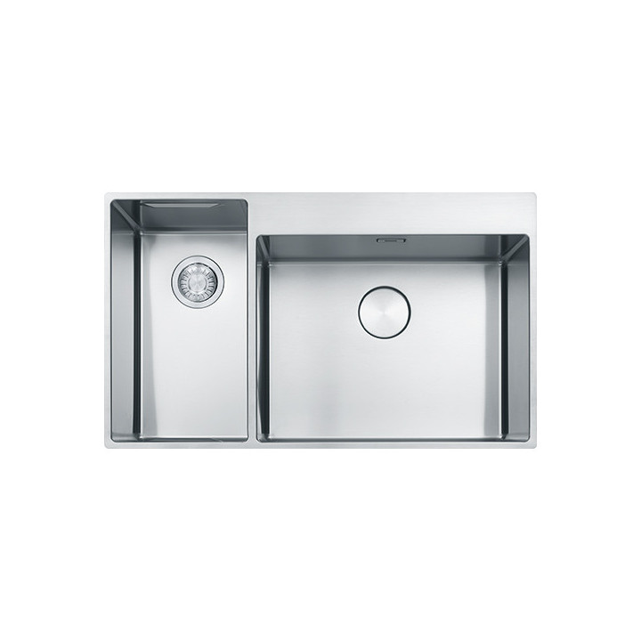 Drez wbudowywany Franke Box Center BWX 220-54-27, príslušenstvo s pravé stronie, 86x51cm, brúsená oceľ