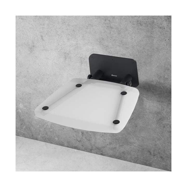Sedačka sprchové Ravak OVO-P II Clear, 41x35cm, skladacie, nierdzewny