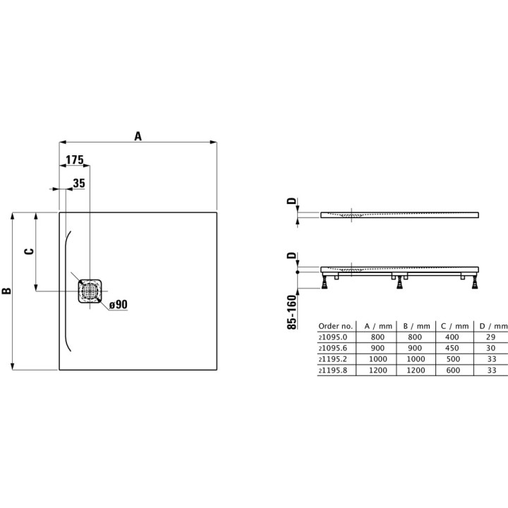 Štvorcová sprchová vanička Laufen Pro Marbond, 80x80cm, ultrapłaski, biely