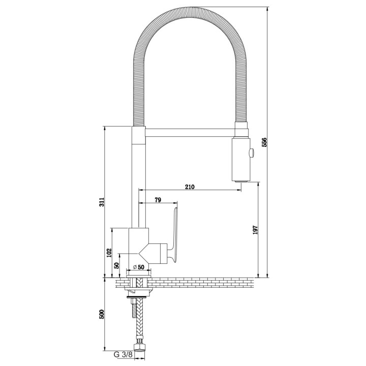 Drezová batéria Kohlman Experience, na postavení, výška 55,5cm, výsuvná sprcha, chróm