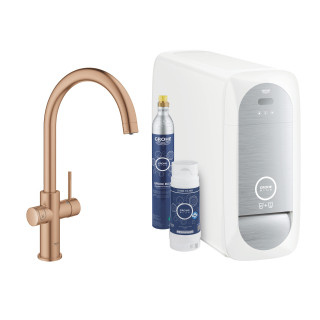 Súprava Grohe Blue Professional, jednostka chłodząca s batériou v tvare C, do vody gazowanej, obracana výtokové rameno, chróm 