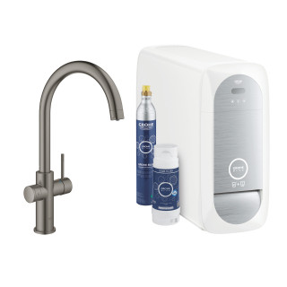 Súprava Grohe Blue Professional, jednostka chłodząca s batériou v tvare C, do vody gazowanej, obracana výtokové rameno, chróm 