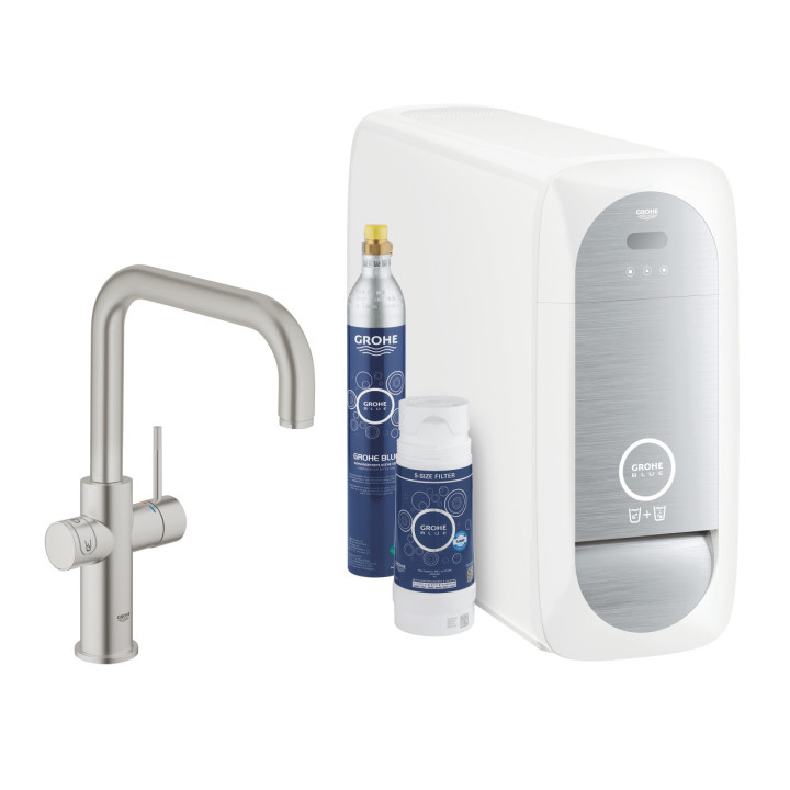 Súprava startowy Grohe Blue Home, jednostka chłodząca s batériou v tvare L, do vody gazowanej, obracana výtokové rameno, chróm 