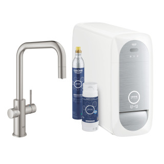 Súprava startowy Grohe Blue Home, jednostka chłodząca s batériou v tvare U, do vody gazowanej, obracana výtokové rameno, chróm 