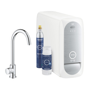 Súprava startowy Grohe Blue Home, jednostka chłodząca s batériou v tvare C, do vody gazowanej, obracana výtokové rameno, chróm 