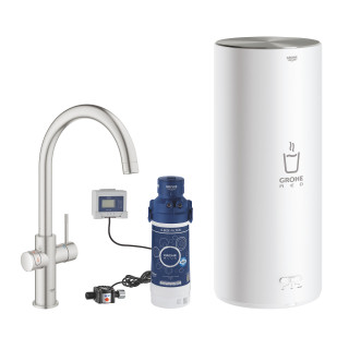 Súprava startowy Grohe Blue Pure s batériou kuchenną Eurosmart v tvare C, filtrowanie vody, obracana výtokové rameno, chróm