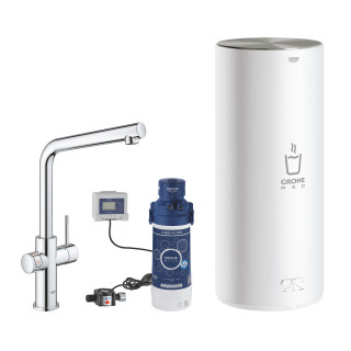 Súprava Grohe Red Duo s batériou kuchenną v tvare C a bojlerem vo veľkosti L, obracana výtokové rameno, chróm