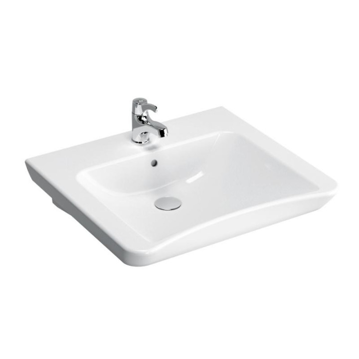 Umývadlo závesné pre postihnuté osoby Vitra S20, 60x54,5cm, z prepadom, otvor na batériu, biela