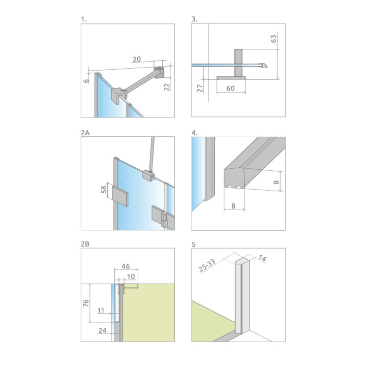 Dverí sprchové do niky Radaway Essenza Pro Gold DWJ 90, pravé, 900x2000mm, zlatý profil