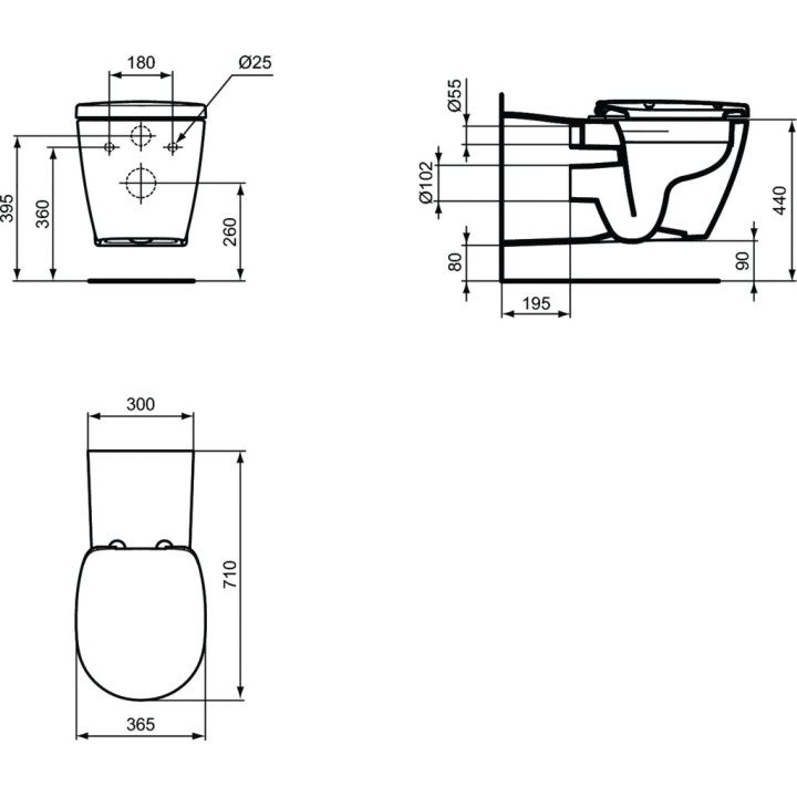 Ideal Standard Connect Freedom Závesné wc WC Rimless przystosowana dla osób niepełnosprawnych
