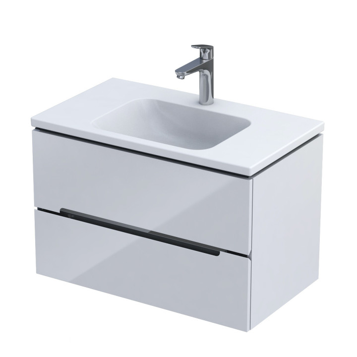 Skrinka podumývadlová Oristo Silver UNI, 60cm, dve szuflady, biely lesklá