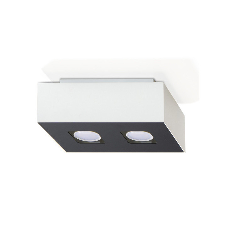 Plafon Sollux Ligthing Mono 1, 14cm, štvorcová GU10 1x40W, biely/čierna