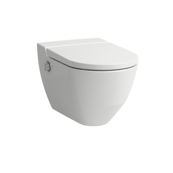 Toaleta myjąca Laufen Cleanet Riva, závesné, 60x35,5cm, bez splachovacieho kruhu, sedadlo s pozvoľným sklápaním, biely 
