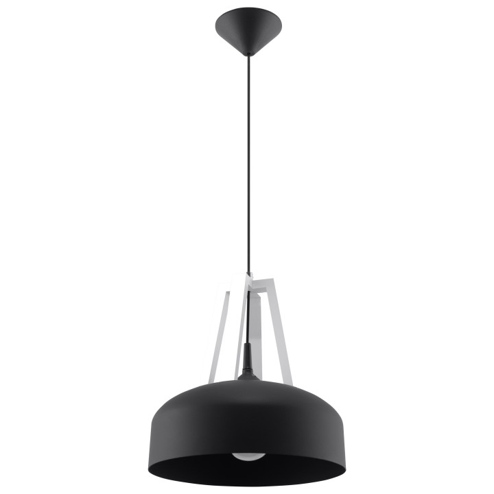 Lampa Závěsná Sollux Ligthing Casco, 30cm, E27 1x60W, biely/čierne drevo
