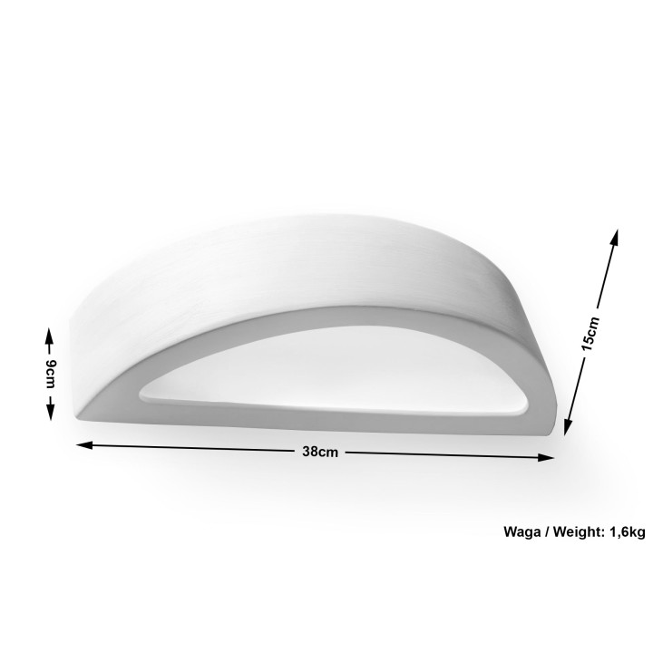 Nástenné svietidlo keramický Sollux Ligthing Atena, 38cm, 1x60W, biely