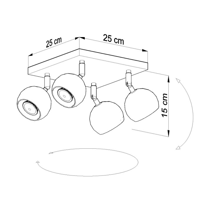 Plafon Sollux Ligthing Oculare 4, 25x25cm, 4xGU10 LED 6W, biely