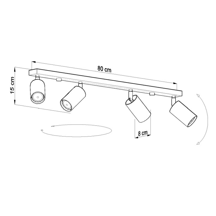 Plafon Sollux Ligthing Ring 4, 25x25cm, 4xGU10 LED 6W, šedý