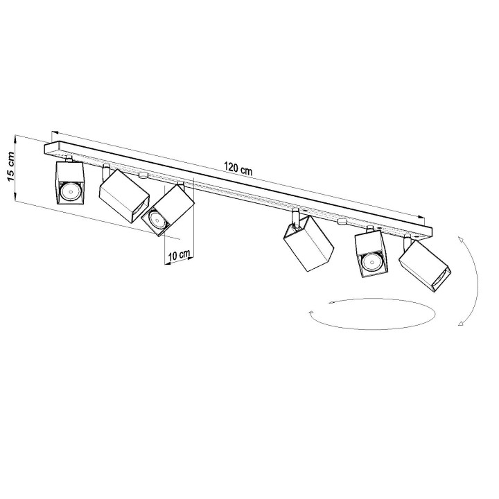 Plafon Sollux Ligthing Merida 6L, 8x120cm, 6xGU10 LED 6W, čierna