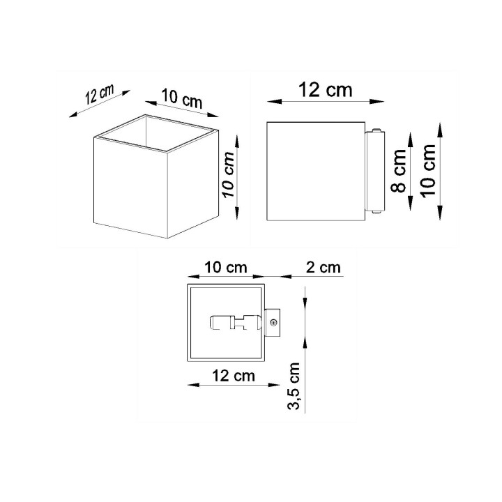 Nástenné svietidlo Sollux Ligthing Quad, 12cm, beton, štvorcová, 1xG9 LED 4,5W, šedý