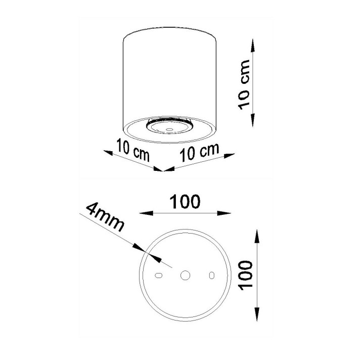 Plafon Sollux Ligthing Quad 1, 10cm, štvorcová, 1xGU10 40W, antracit