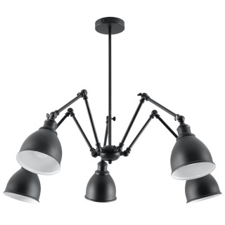 Żyrandol Sollux Ligthing Stark 3, klosz, 70cm, pohyblivé ramiona, E27 3x60W, čierna