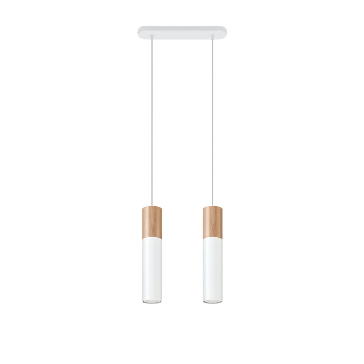 Lampa Závěsná Sollux Ligthing Pablo, 8cm, GU10 1x40W, biely/naturalne drevo
