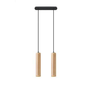 Lampa Závěsná Sollux Ligthing Pablo 2, 6x34cm, GU10 2x40W, čierna/naturalne drevo