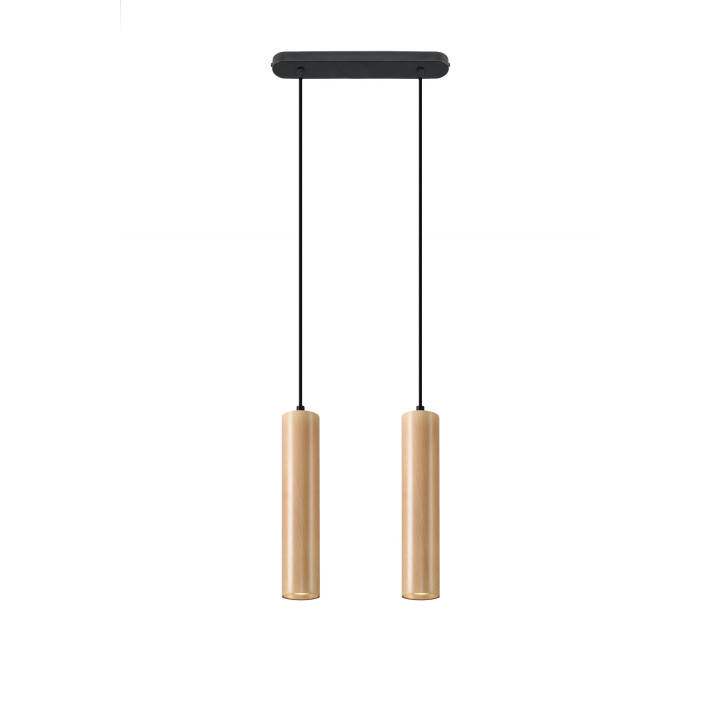 Lampa Závěsná Sollux Ligthing Pablo 2, 6x34cm, GU10 2x40W, čierna/naturalne drevo