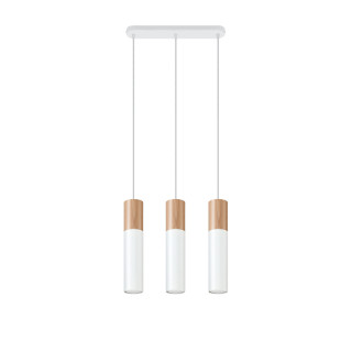 Lampa Závěsná Sollux Ligthing Pablo 2, 6x34cm, GU10 2x40W, biely/naturalne drevo