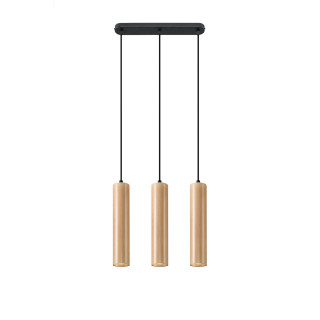 Lampa Závěsná Sollux Ligthing Pablo 3, 6x40cm, GU10 3x40W, čierna/naturalne drevo
