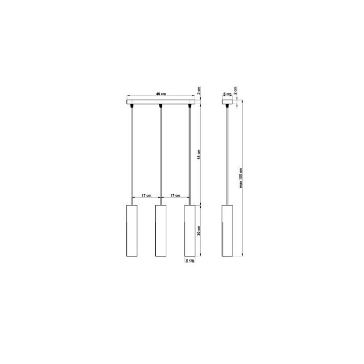 Lampa Závěsná Sollux Ligthing Pablo 3, 6x40cm, GU10 3x40W, čierna/naturalne drevo
