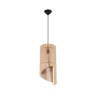 Lampa Závěsná Sollux Ligthing Aprilla, 43cm, E27 1x60W, čierna/naturalne drevo