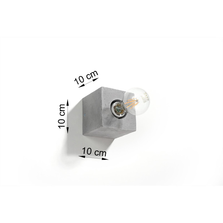 Plafon Sollux Ligthing Abel, 10cm, štvorcová, beton, E27 1x60W, šedý