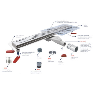 Pełny Súprava odpływu prysznicowego Wiper New Premium, 500mm, wzór Tivano, Povrchová úprava poler