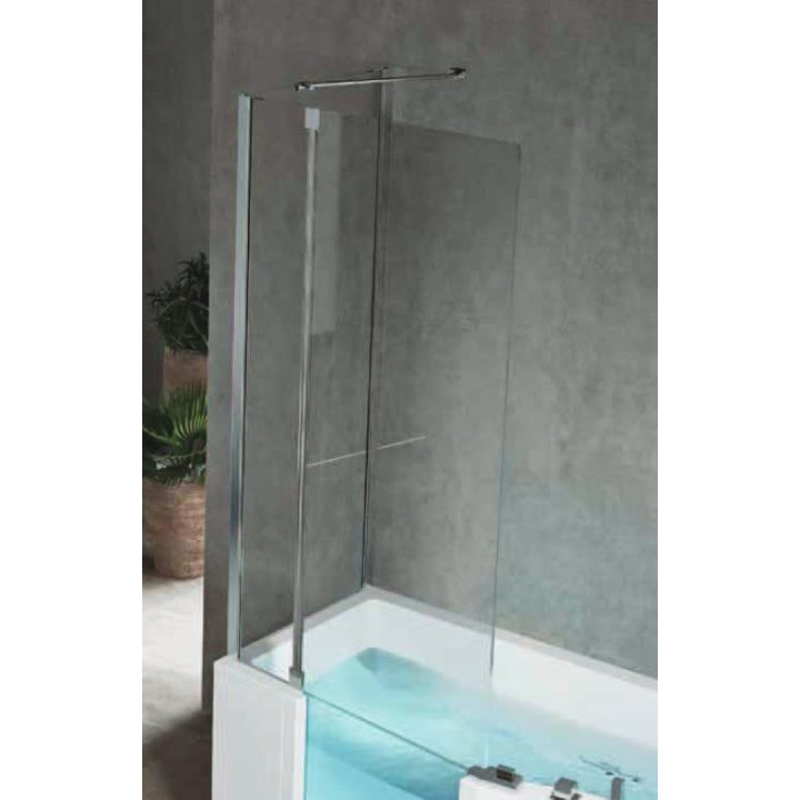Vaňová zástena Iris Comby, výška 86x150 cm, ľavé, profil chróm, sklo číre