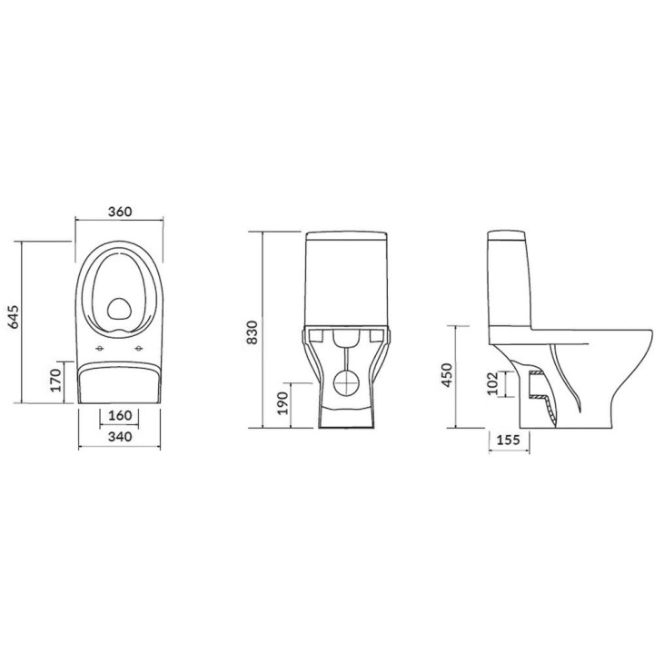 Kompakt WC Cersanit Moduo CleanOn, bezkołnierzowa misa, 64,5x35,6cm, sedátko slim s pozvoľným sklápaním, odtok vodorovný, doprow