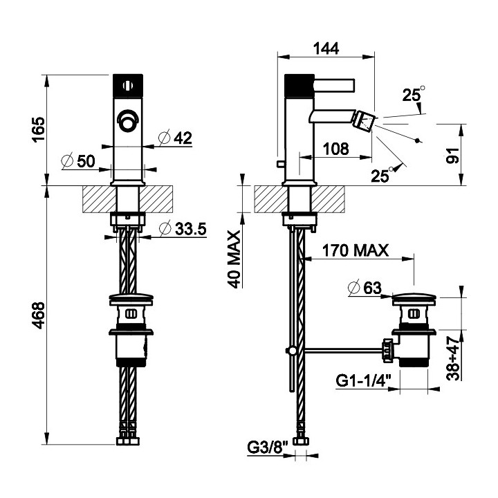 Umyvadlová batéria Gessi Inciso, na postavení, výška 337mm, zátka automatický, chróm