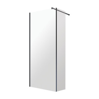 Sprchový kút walk-in Omnires Marina, 90x30cm, s pevnou bočnou stenou, sklo transparentní, profil čierna matnéný