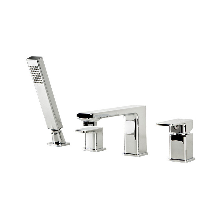 Vaňová batéria  5-otvorová Valvex Vegane, na postavení, výška 280mm, výtokové rameno 190mm, Sprchový set, chróm