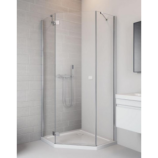 Sprchový kút asymetrická Radaway Nes PTD 80x90, sklo číre, 800x900 mm, profil chróm