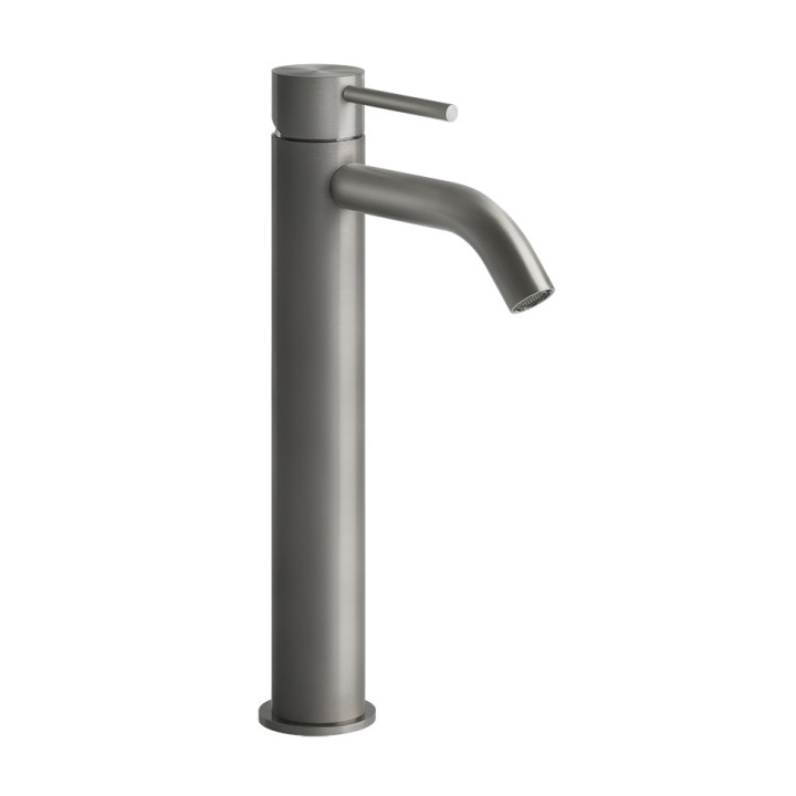 Umyvadlová batéria Gessi Flessa, na postavení, výška 305mm, skrátené výtokové rameno, zátka automatický, brúsená oceľ
