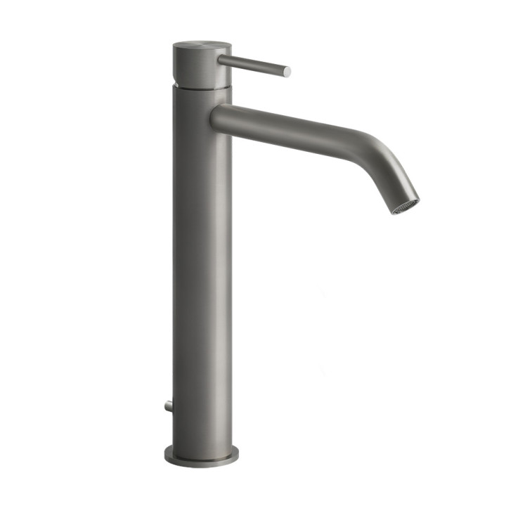 Umyvadlová batéria Gessi Flessa, na postavení, výška 305mm, skrátené výtokové rameno, zátka automatický, brúsená oceľ
